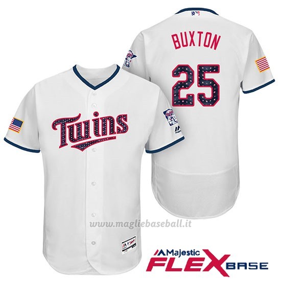 Maglia Baseball Uomo Minnesota Twins 2017 Estrellas y Rayas Byron Buxton Bianco Flex Base